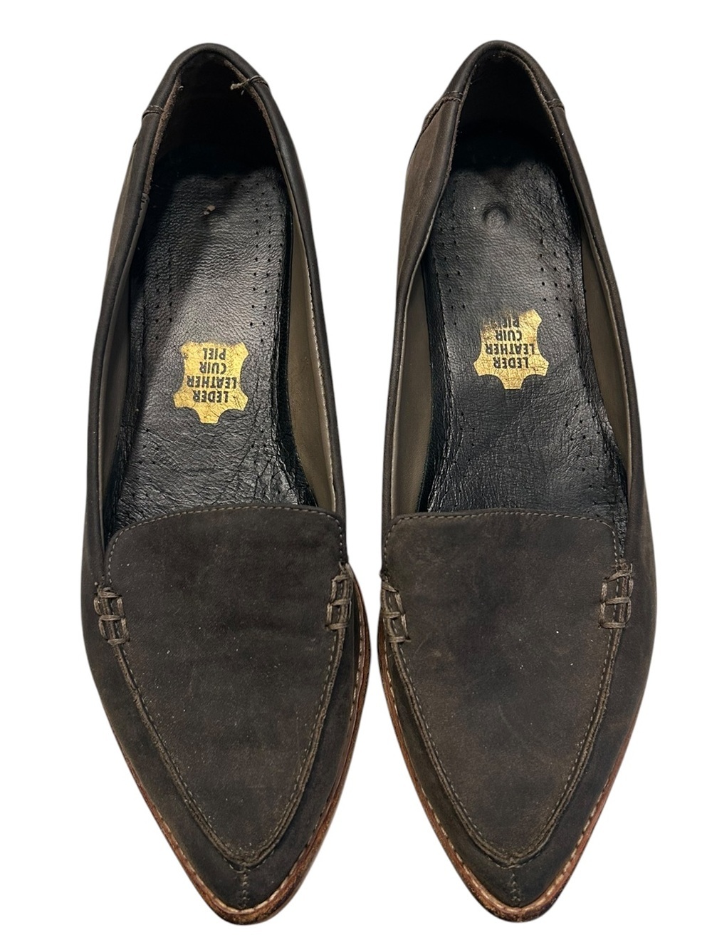 ALDO 'Clarencea' Brown Nubuck Pointy Slip On Loafers